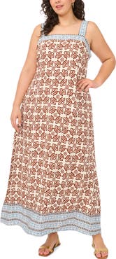 Vince Camuto Mixed Print Smock Back Maxi Dress