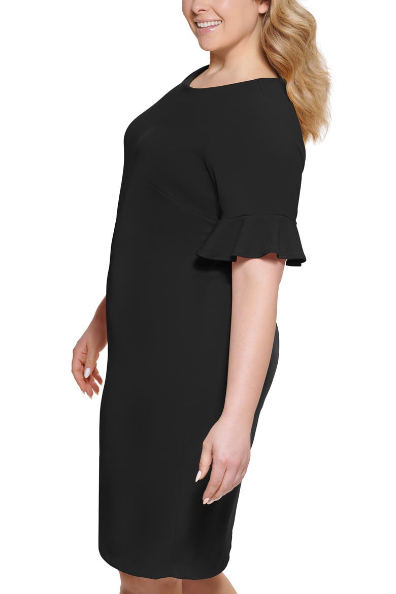 Ruffle Short Sleeve Sheath Dress, Alternate, color, JADEITE