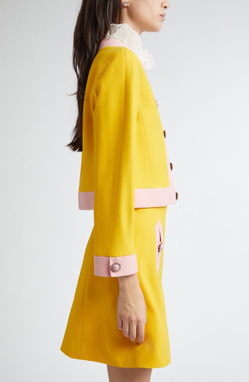 Valentino Bi-color Crystal Crepe Crop Jacket In Pale Rose