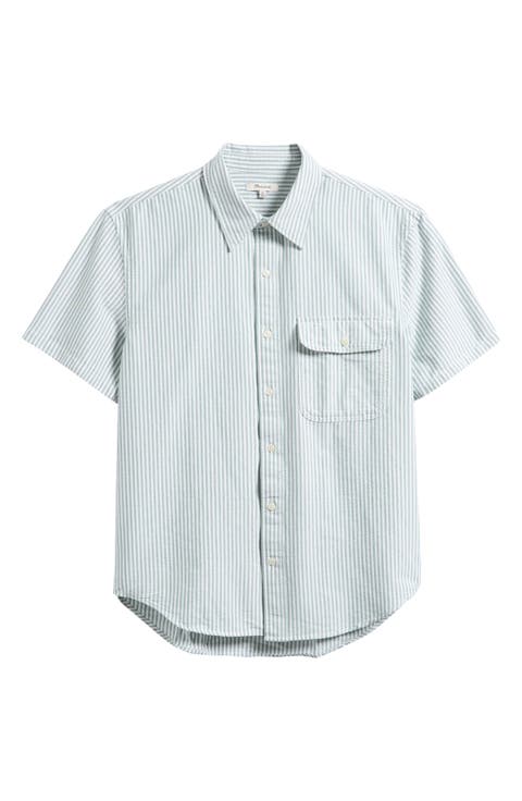 Allday Oxford Single Pocket Short Sleeve Button-Up Shirt