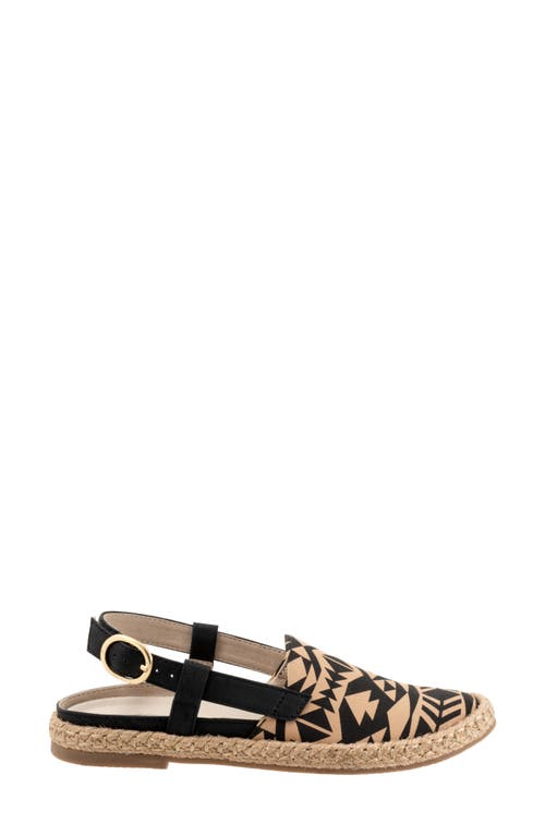 Trotters Paisley Slingback Espadrille Flat In Black/tan Textile