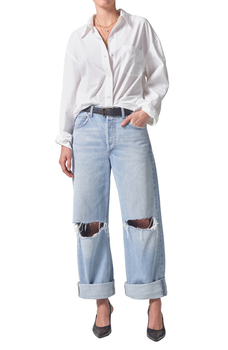 Citizens of Humanity Ayla Ripped High Waist Baggy Wide Leg Jeans, Alternate, color,