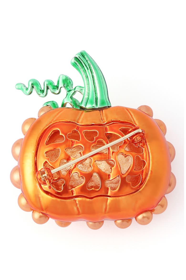 Imitation Pearl Pumpkin Brooch, Alternate, color, ORANGE