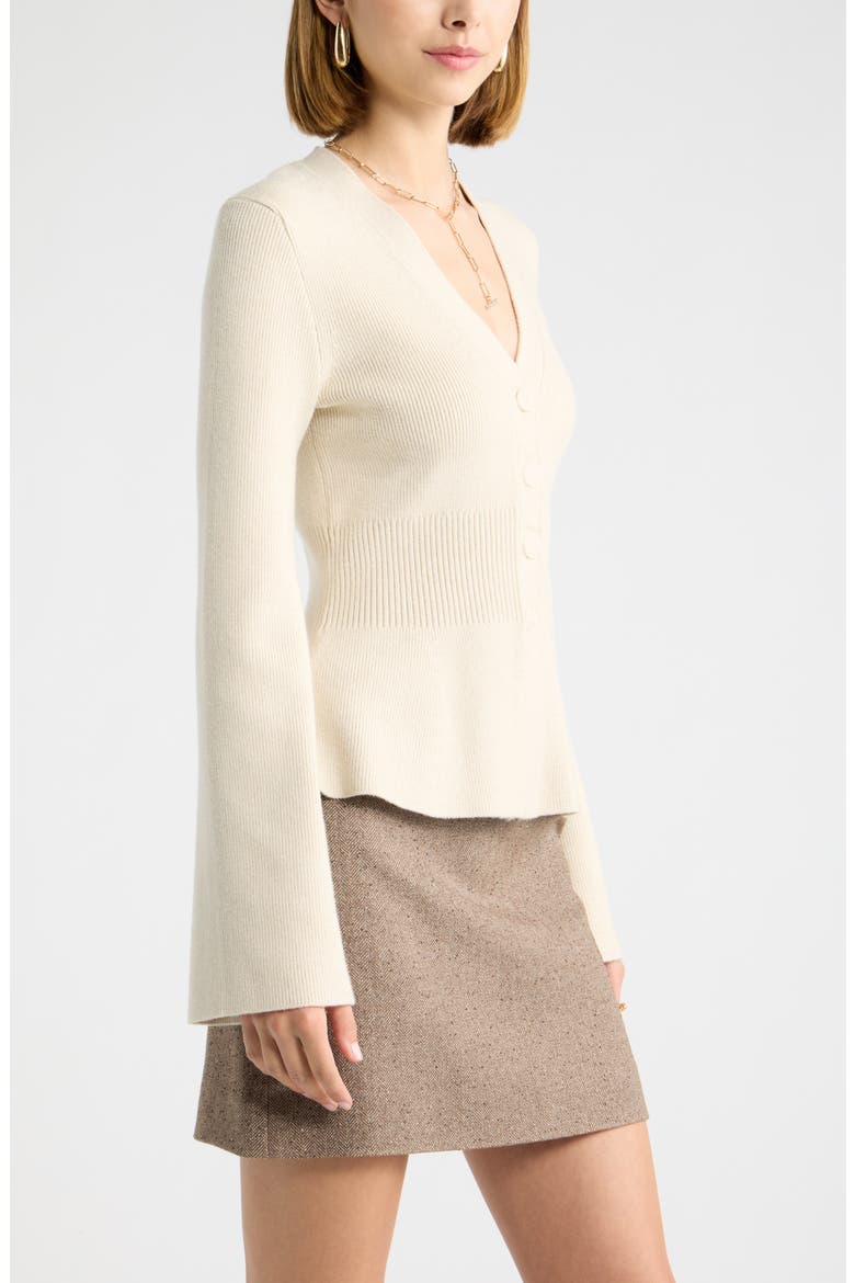 Softluxe Ribbed Waist Cardigan, Alternate, color, BEIGE OATMEAL LIGHT HEATHER