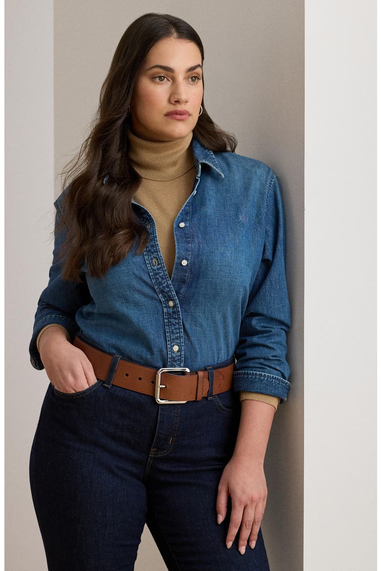 Classic Fit Denim Shirt, Alternate, color, BLUE