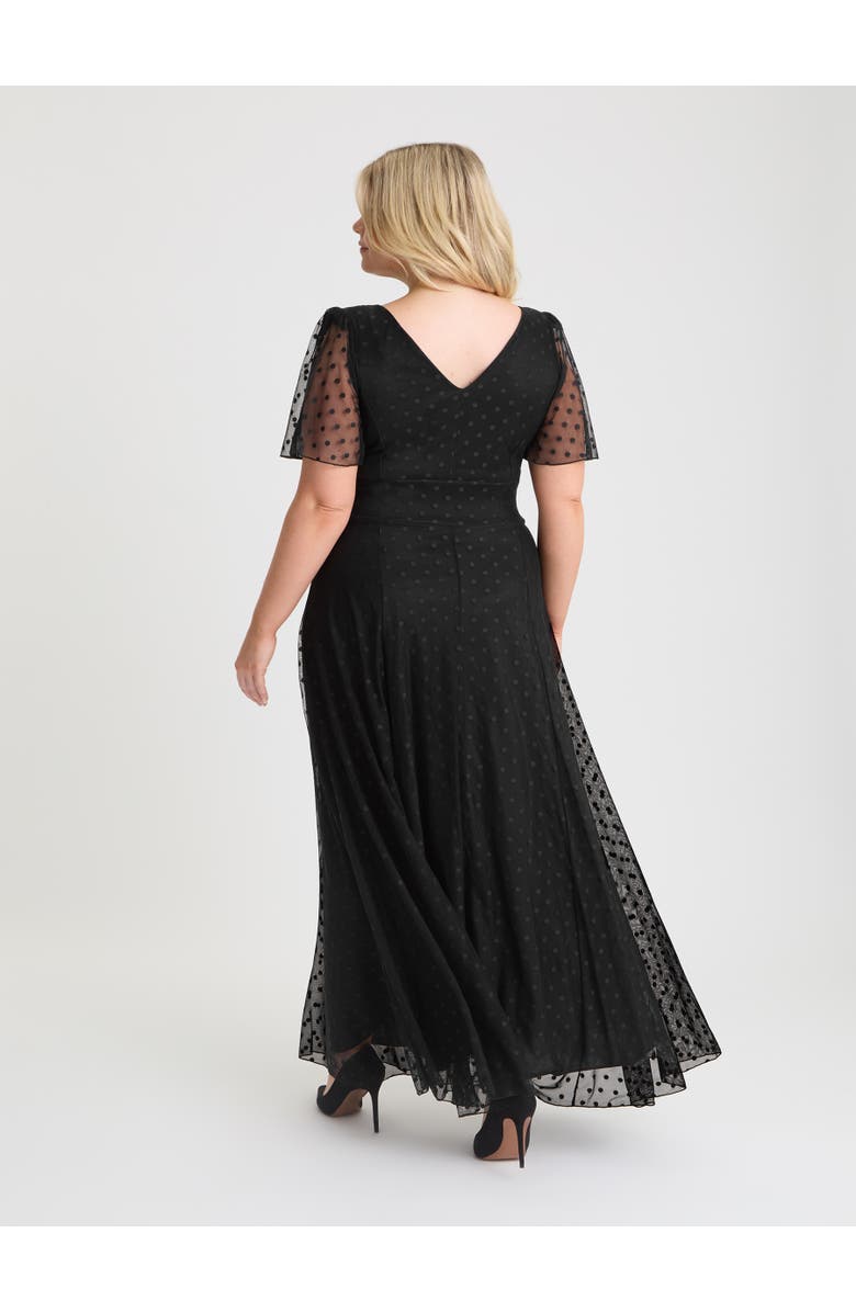 Scarlett & Jo Isabelle Spot Angel Sleeve Maxi Dress, Alternate, color, Black Dobby Spot