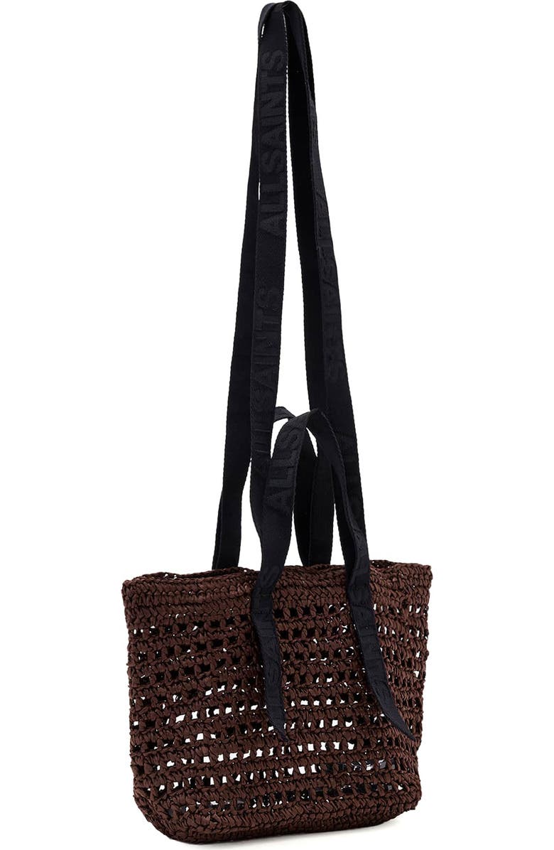 AllSaints Mini Celayne Straw Tote, Alternate, color, Cognac Brown