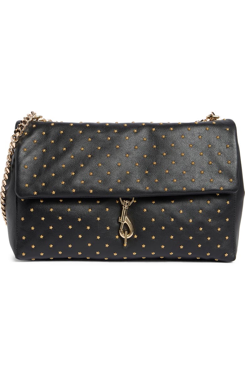 Rebecca Minkoff Edie Star Studded Shoulder Bag, Main, color, Black