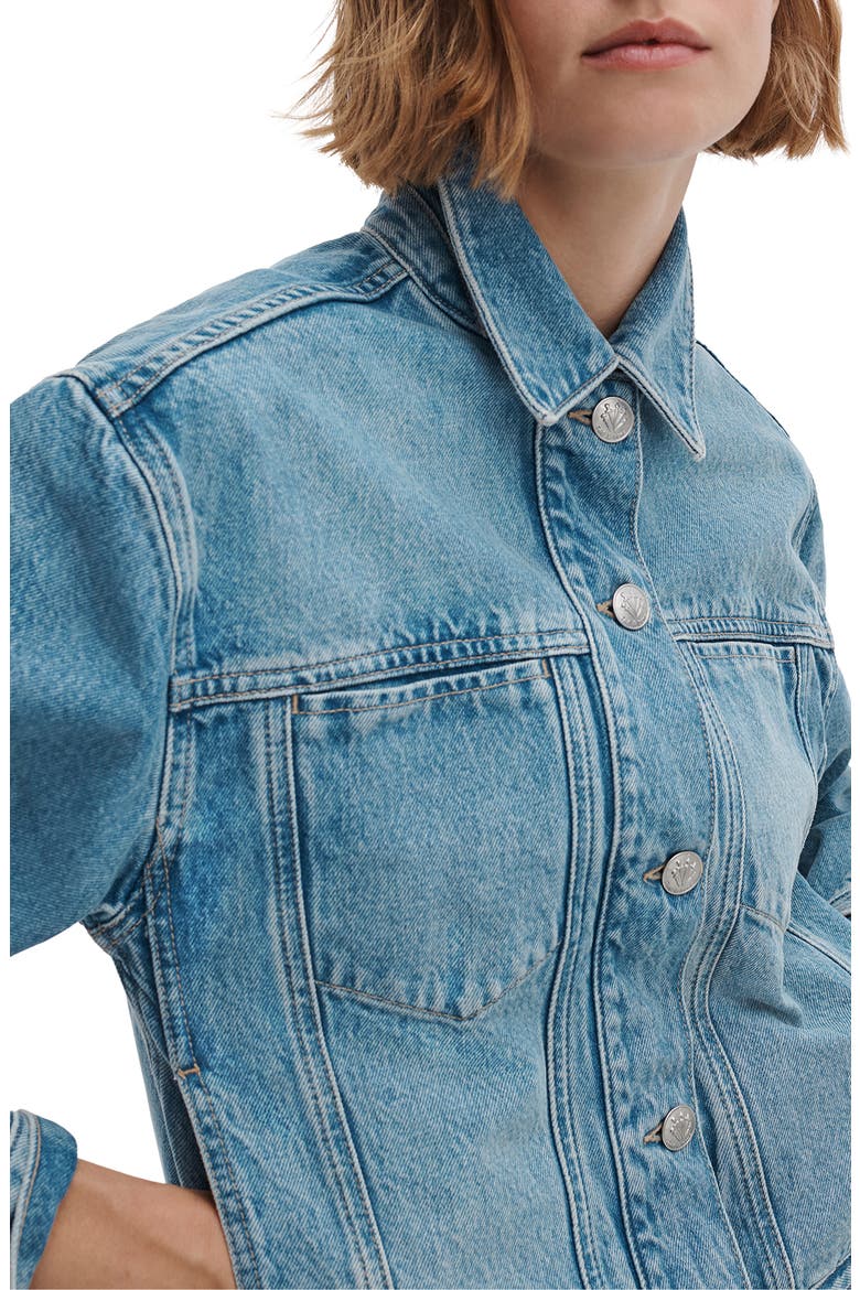 Marie Denim Trucker Jacket, Alternate, color, EVERGLADE