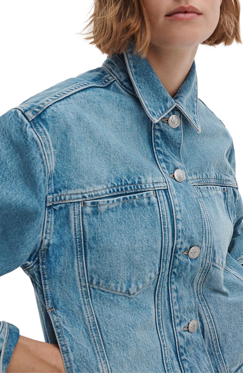 rag & bone Marie Denim Trucker Jacket, Alternate, color, Everglade