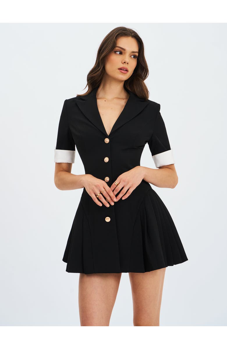 Miss Circle Ilitha Woven Crepe Pleated A-Line Mini Dress, Alternate, color, Black