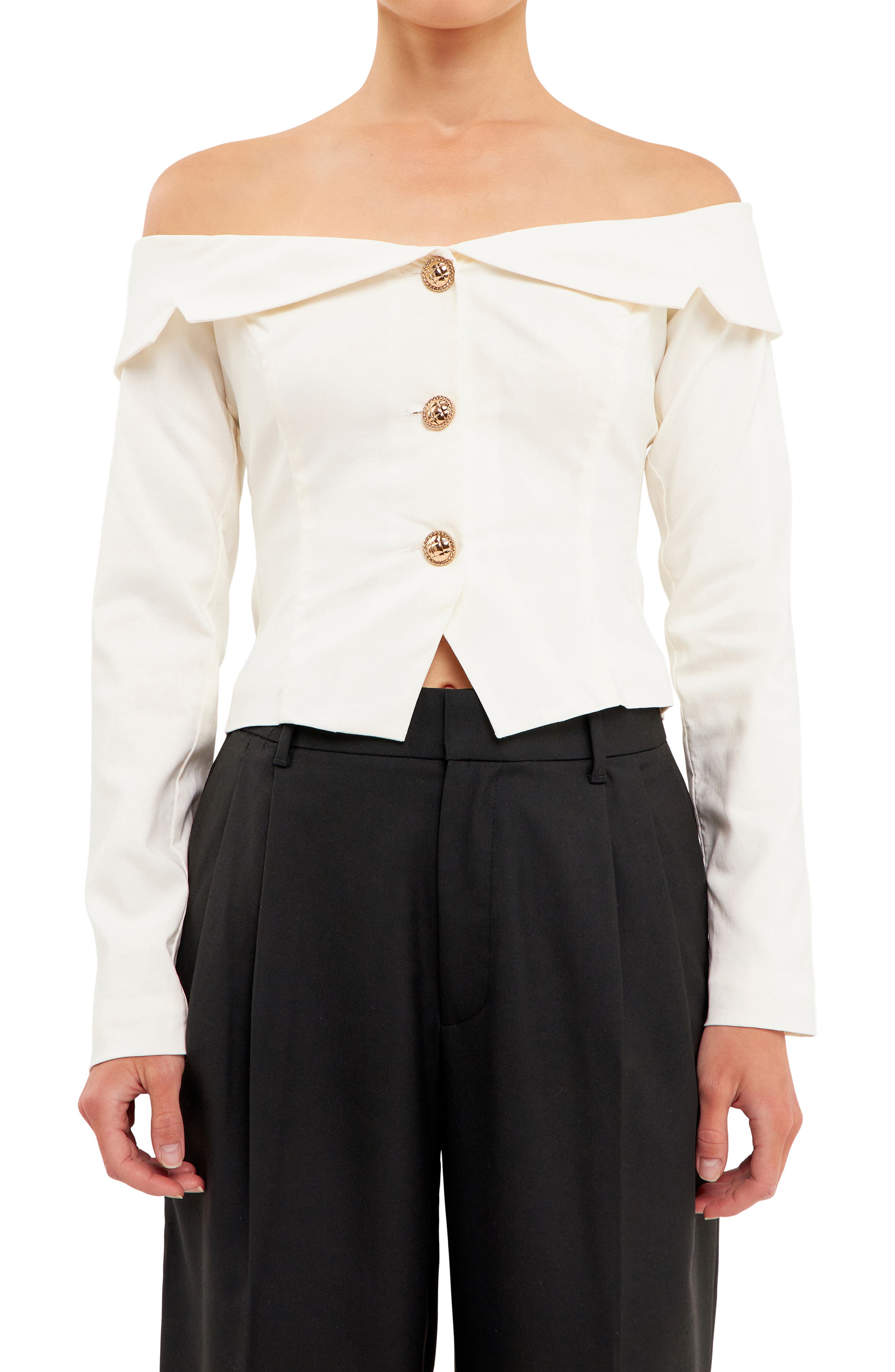 Off the Shoulder Blazer Top
