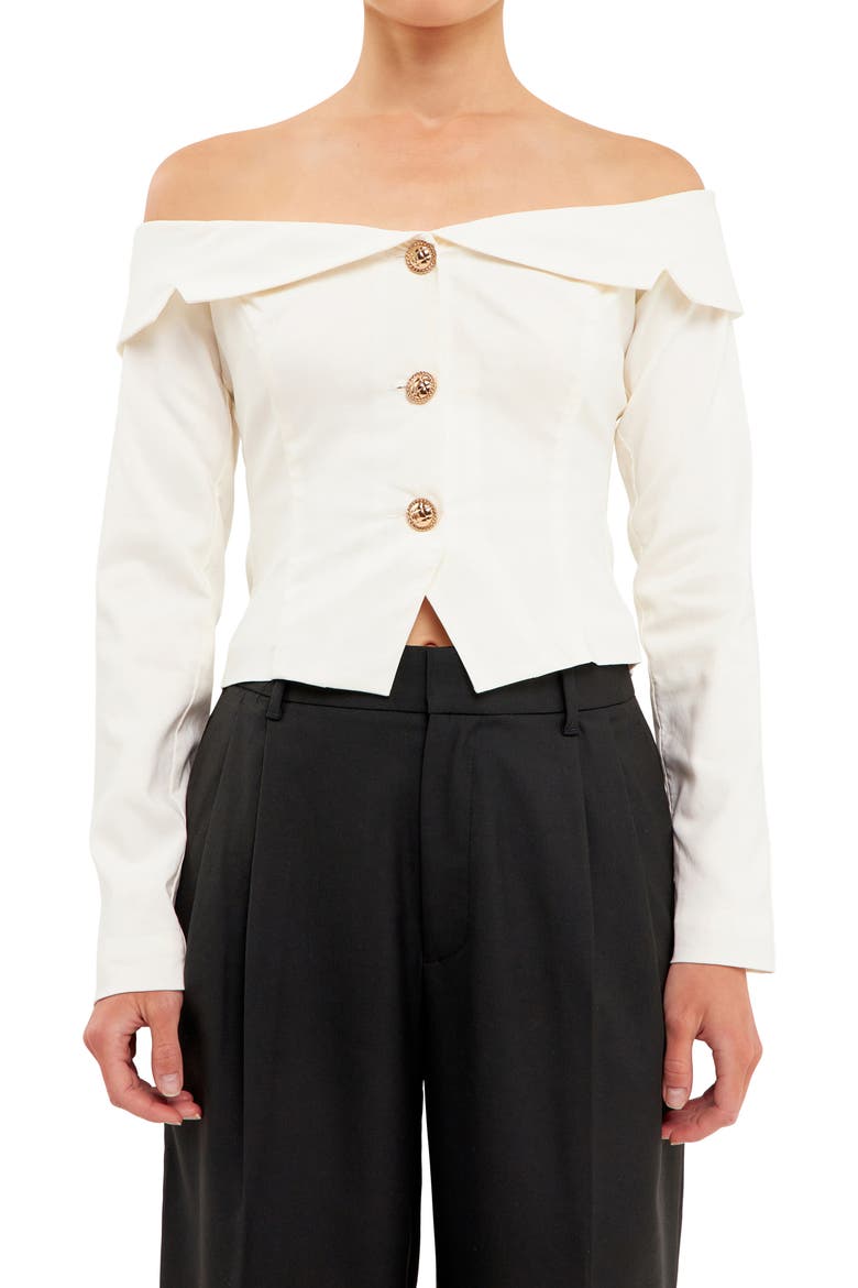 Off the Shoulder Blazer Top, Main, color, IVORY