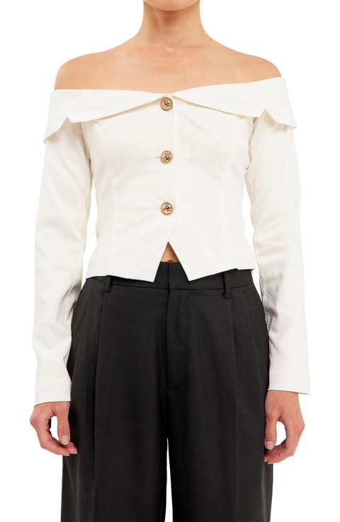 Off the Shoulder Blazer Top