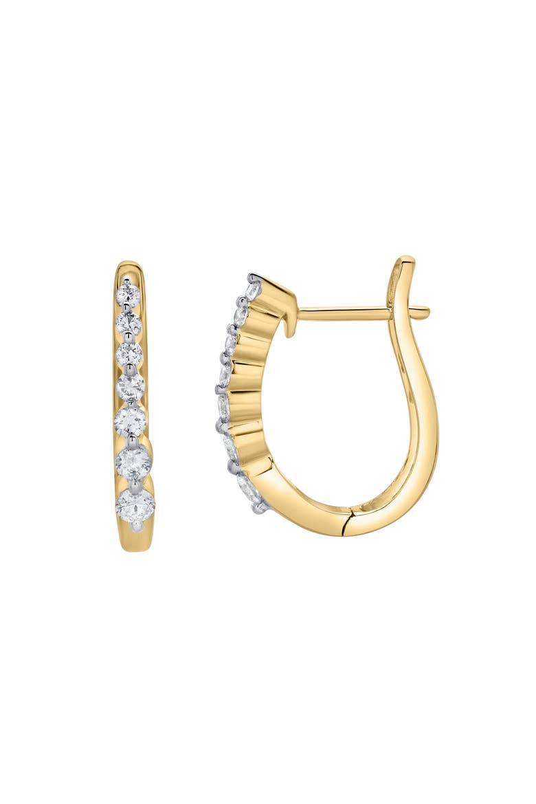 Dewdrop Cascading Diamond Huggie Hoop Earrings in 14K Gold, Main, color, 14K Yellow Gold