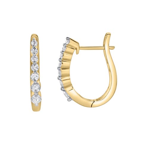 Dewdrop Cascading Diamond Huggie Hoop Earrings in 14K Gold