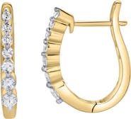 LuvMyJewelry Dewdrop Cascading Diamond Huggie Hoop Earrings in 14K Gold