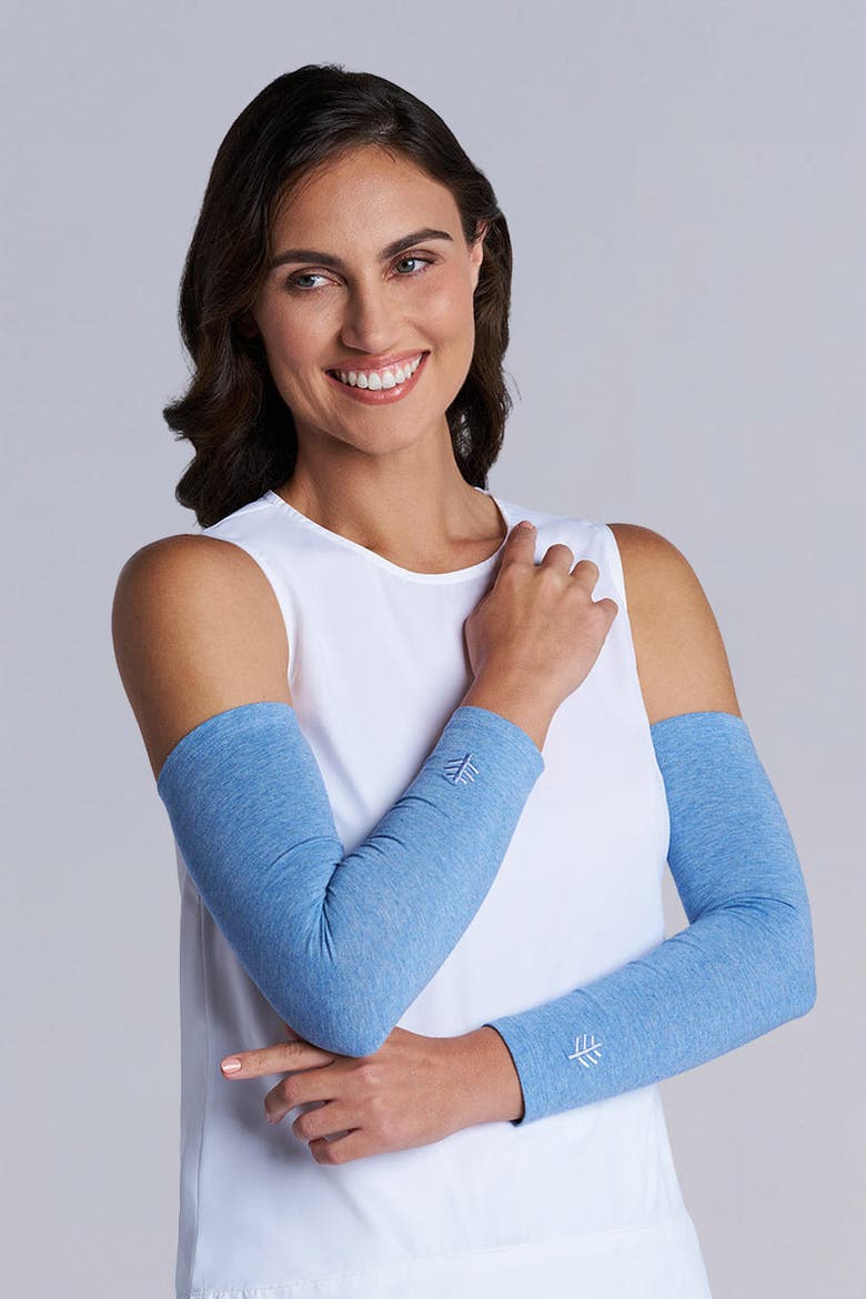 Women's Navagio Sun Arm Sleeves, UPF 50+ Sun Protection, Alternate, color, Light Blue Heather