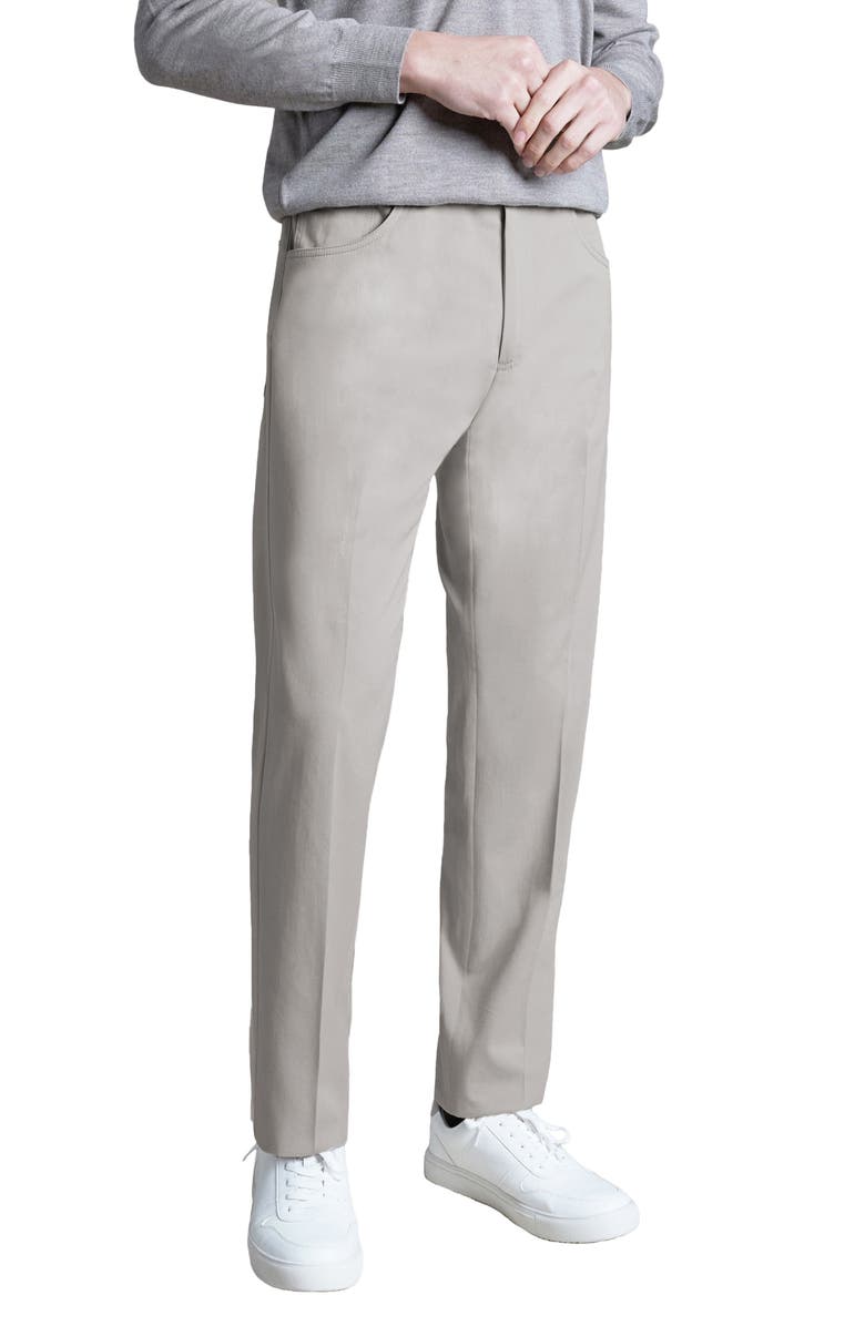 Santorelli Flat Front Cotton & Cashmere Pants, Main, color, Taupe