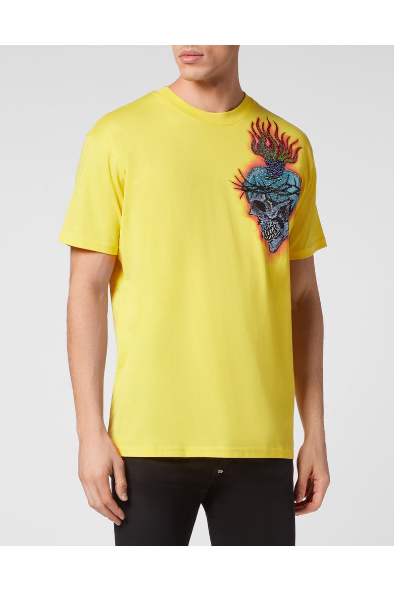 T-Shirt Round Neck Ss Love Tattoo Men, Main, color, yellow
