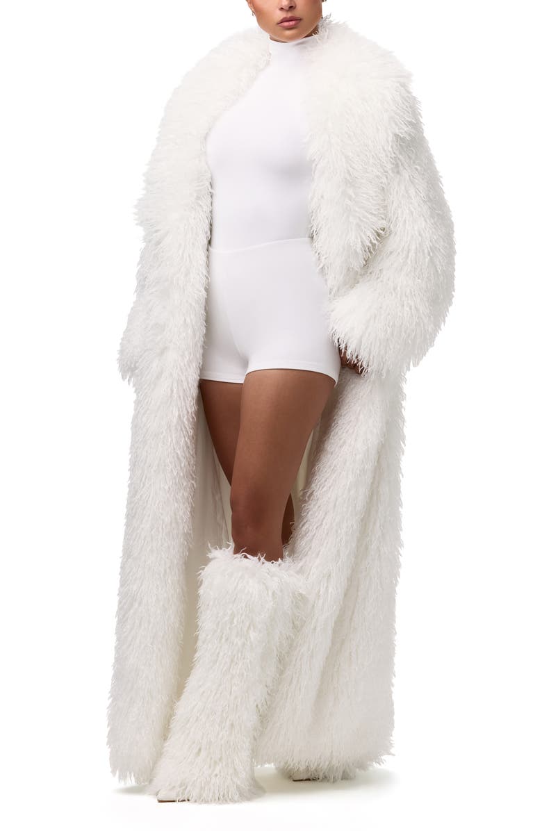 Naked Wardrobe Faux Shearling Coat, Alternate, color, Ivory
