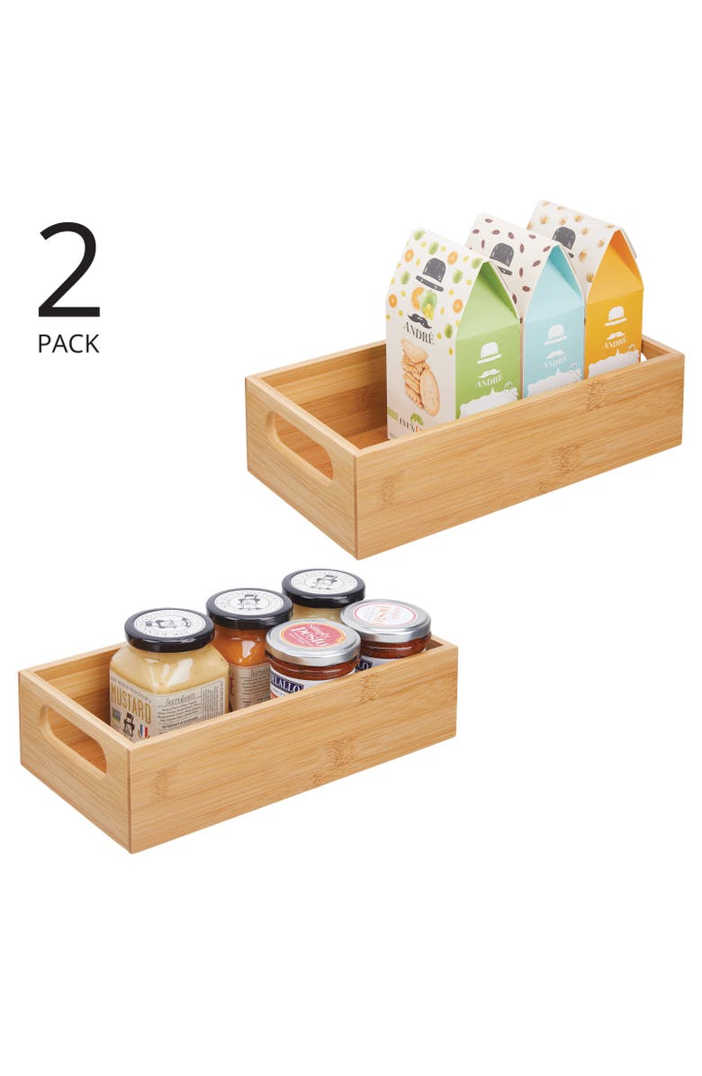 mDesign Pantry Organizer Container Bin with Handles, 2 Pack, Natural/Tan, Alternate, color, Natural