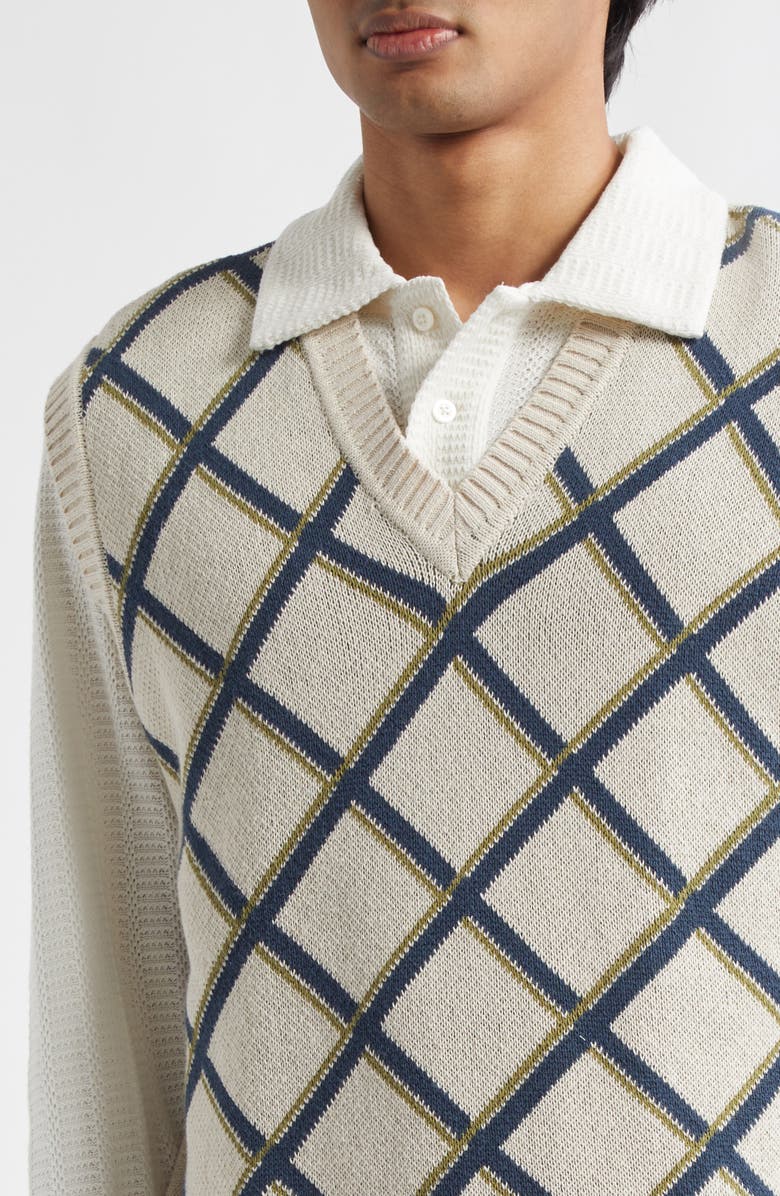 PALMES Net Argyle Sweater Vest, Alternate, color, Off White