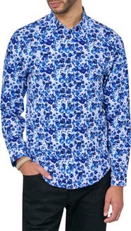 Brooklyn Brigade Slim Fit Watercolor Floral 4-Way Stretch Performance Long Sleeve Shirt