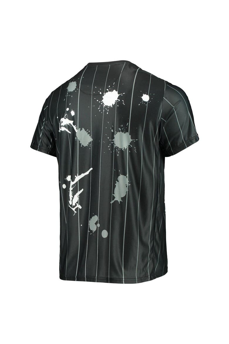 Men's FISLL Black Brooklyn Nets Striped Splatter T-Shirt, Alternate, color, Black