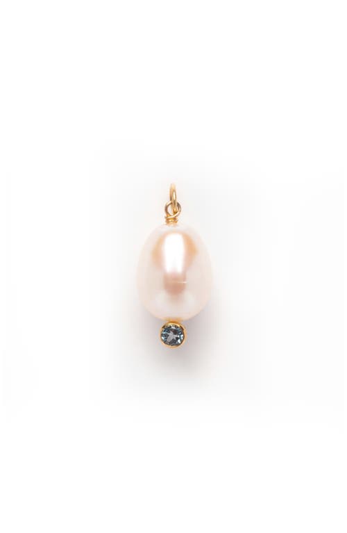 Local Eclectic Freshwater Pearl & Blue Topaz Charm In Gold