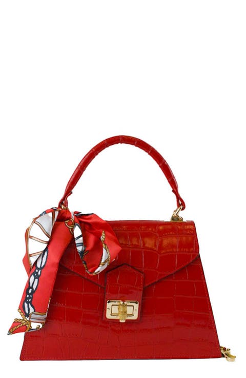 Croc Embossed Satchel Bag