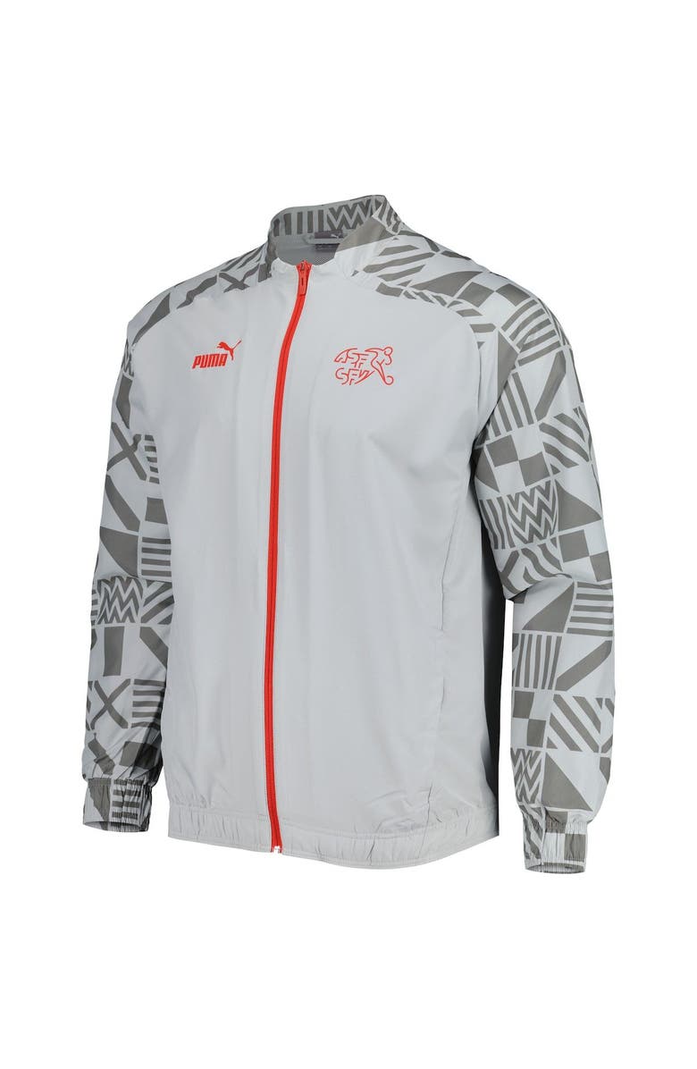PUMA Men's Puma Gray Switzerland National Team Pre-Match Raglan Full-Zip Training Jacket, Alternate, color, Gray