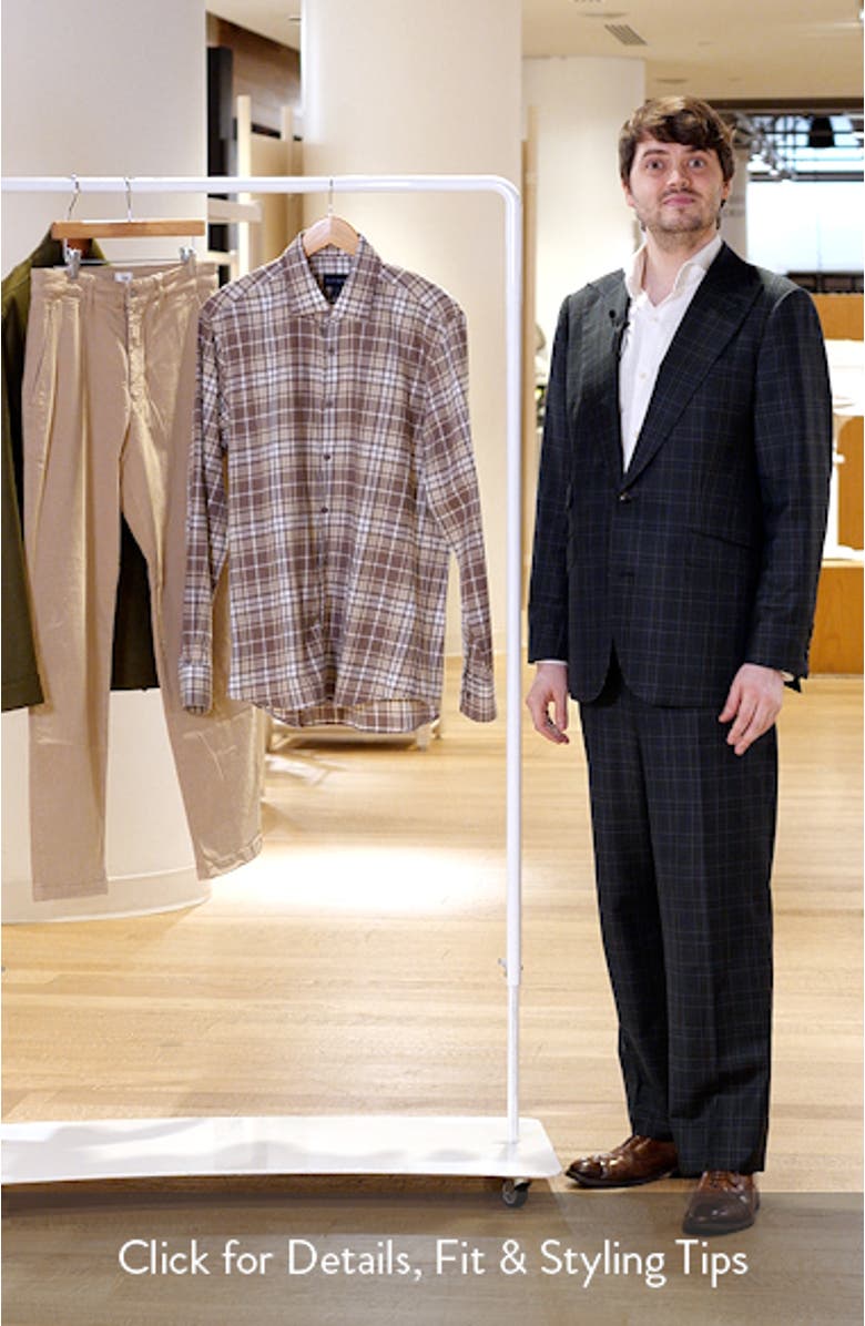 Weekend Regular Fit Heathered Plaid Cotton Button-Up Shirt, sales video thumbnail