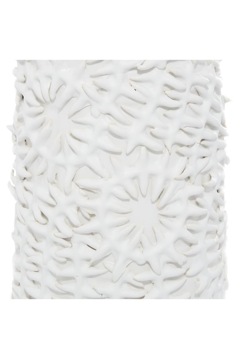 White Ceramic Embossed Floral Vase, Alternate, color, WHITE