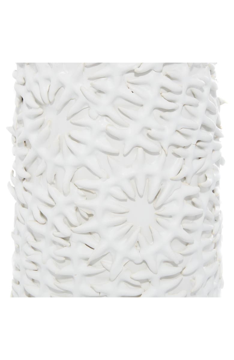 GINGER BIRCH STUDIO White Ceramic Embossed Floral Vase, Alternate, color, White