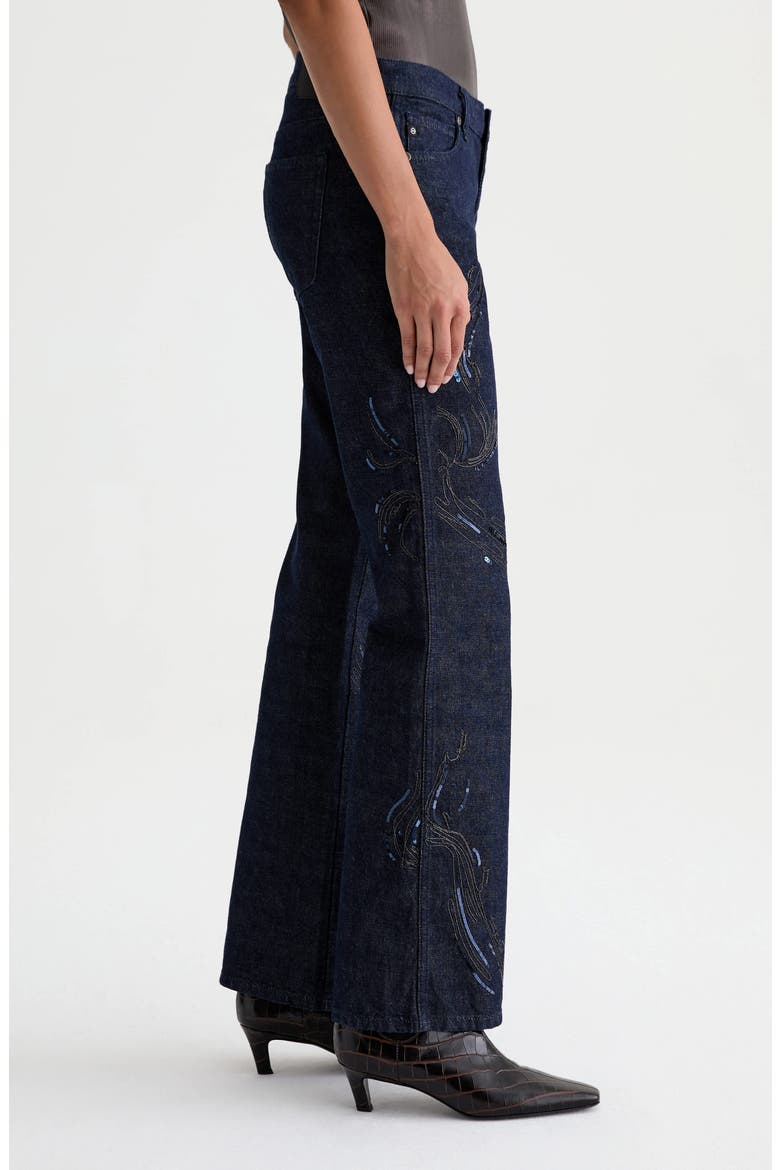 Angel Embroidered Low Rise Bootcut Jeans, Alternate, color, FLOW