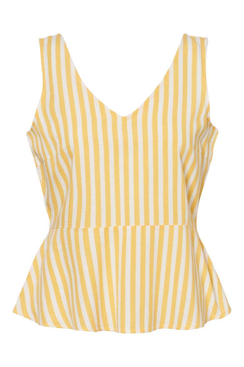 Helenmilo Stripe Linen Blend Sleeveless Top, Main, color, BANANA CREAM STRIPE