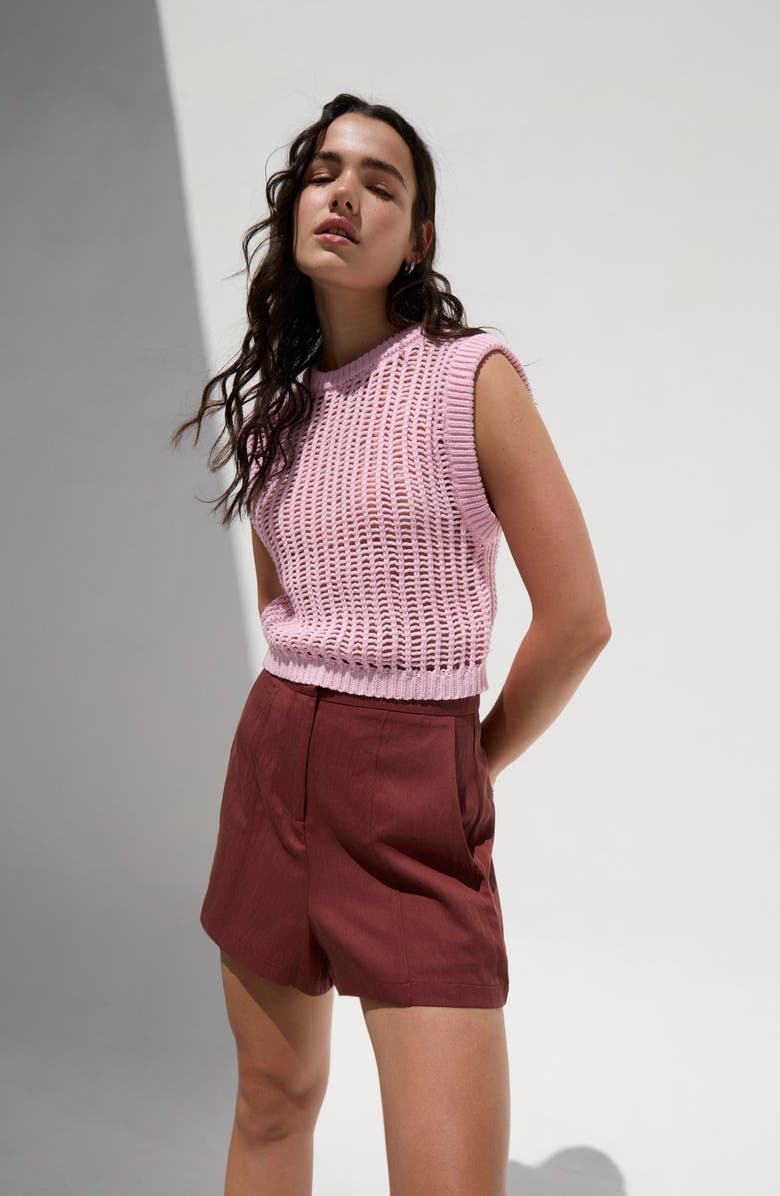 DELUC Boetti Open Stitch Sweater Vest, Alternate, color, Pink