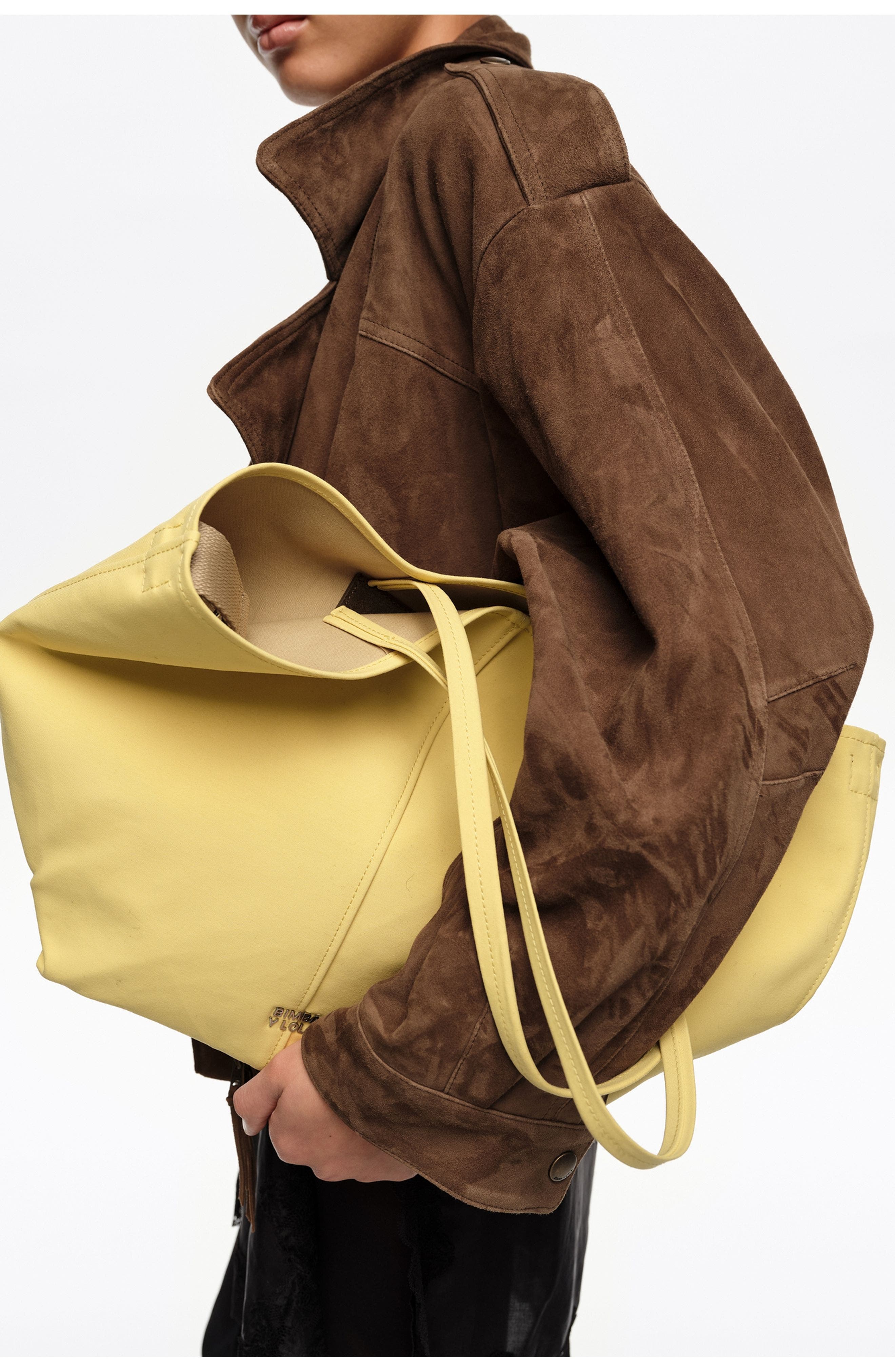 Large Gabardine Shopper Bag, Alternate, color, BANANA