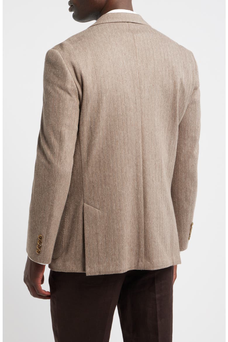 Henrik Trim Fit Brown Knit Herringbone Cotton & Linen Sport Coat, Alternate, color, TAN EERO HERRINGBONE TWILL