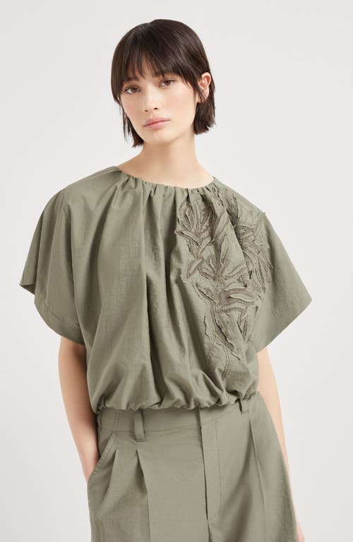 Brunello Cucinelli Herbarium-appliqué Blouse In Green