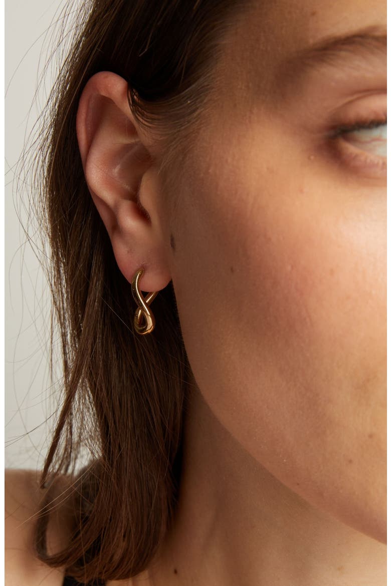 Unbreakable Curve Hoop Earrings, Alternate, color, Gold Plated Stainless Steel