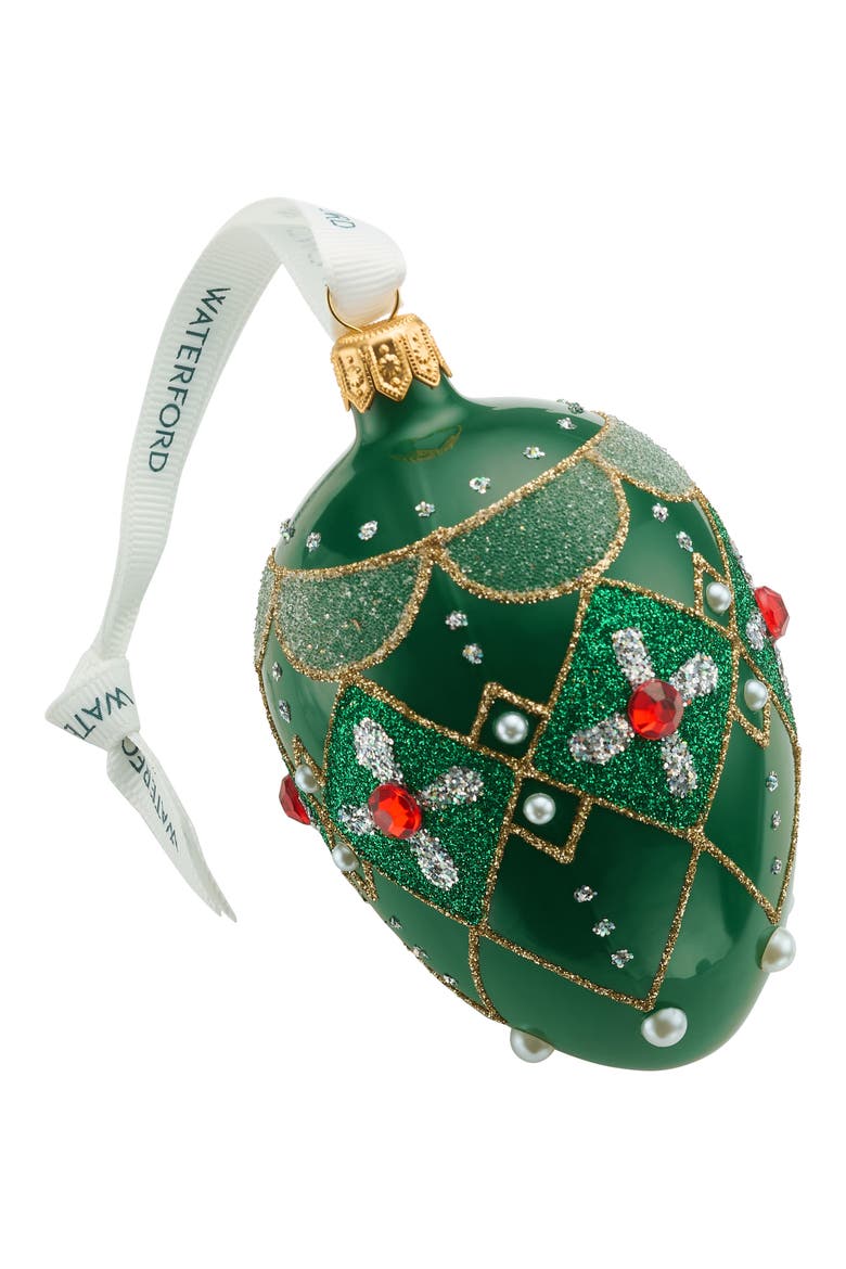 Holiday Heirlooms Green & Red Oval Glass Ornament, Alternate, color, MULTI GREEN