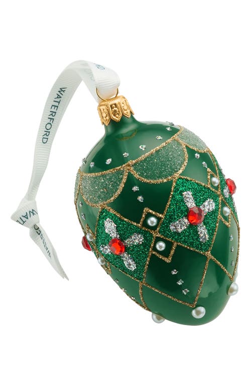 Waterford Holiday Heirlooms Green And Red Oval Bauble Ornament In Green