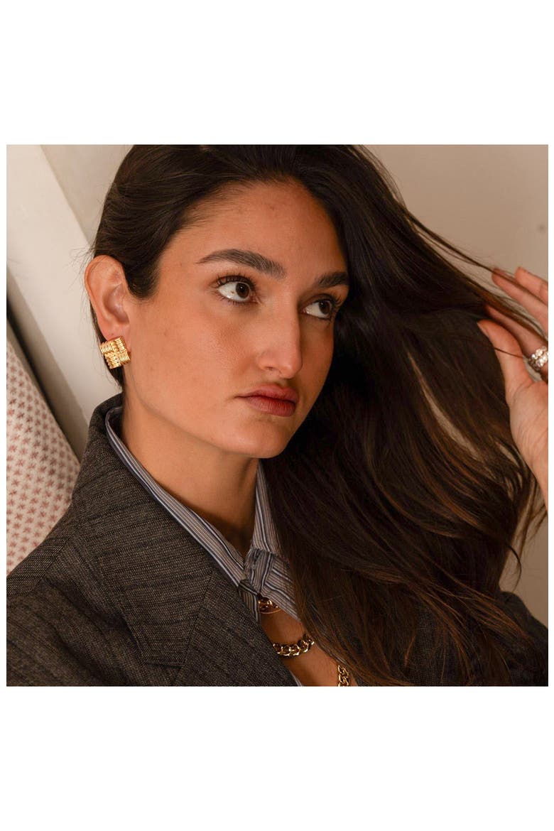 Textured Square Statement Earrings, Alternate, color, GOLD