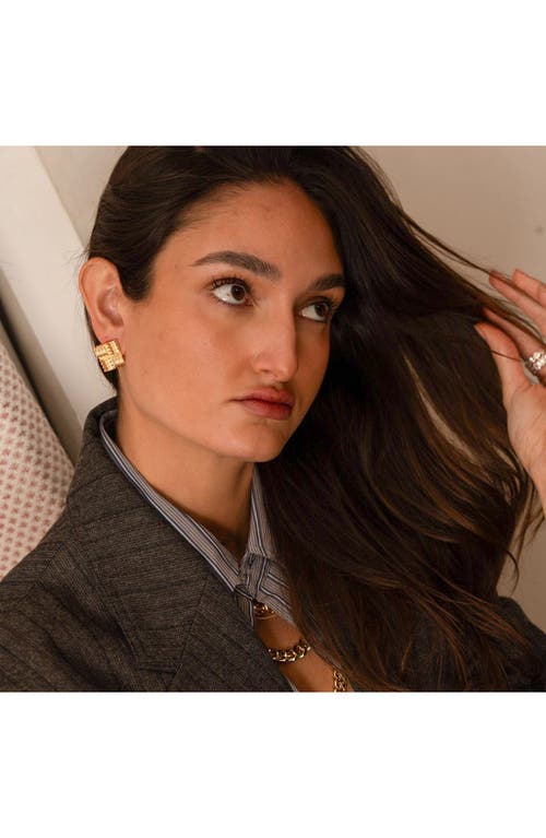 Shymi Textured Square Statement Earrings In Gold