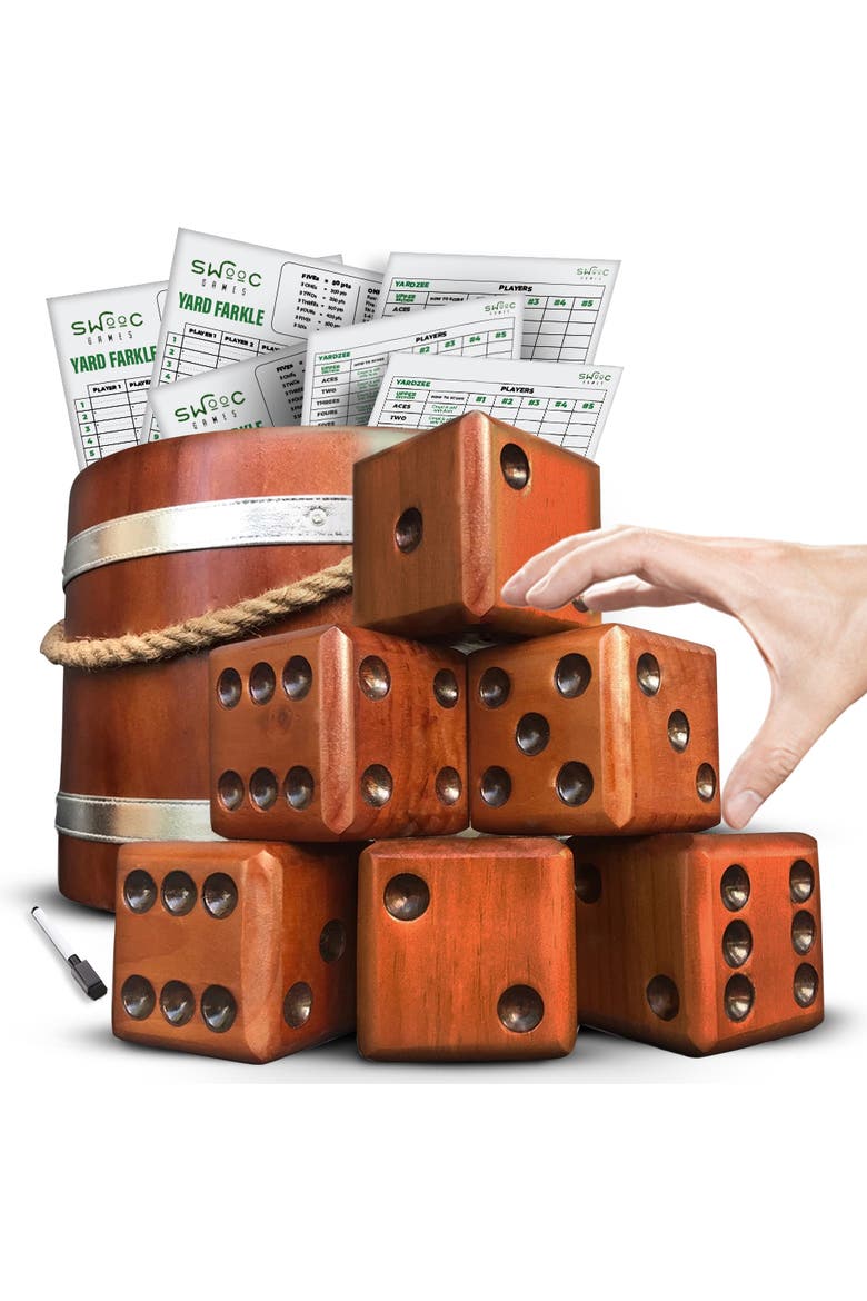 Yardzee, Farkle & 20+ Dice Games | 2.5in Dice, Main, color, Brown