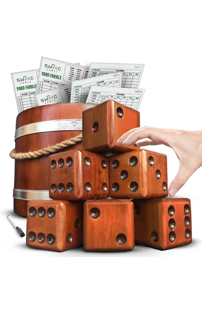 Swooc Games Yardzee, Farkle & 20+ Dice Games | 2.5in Dice, Main, color, Brown