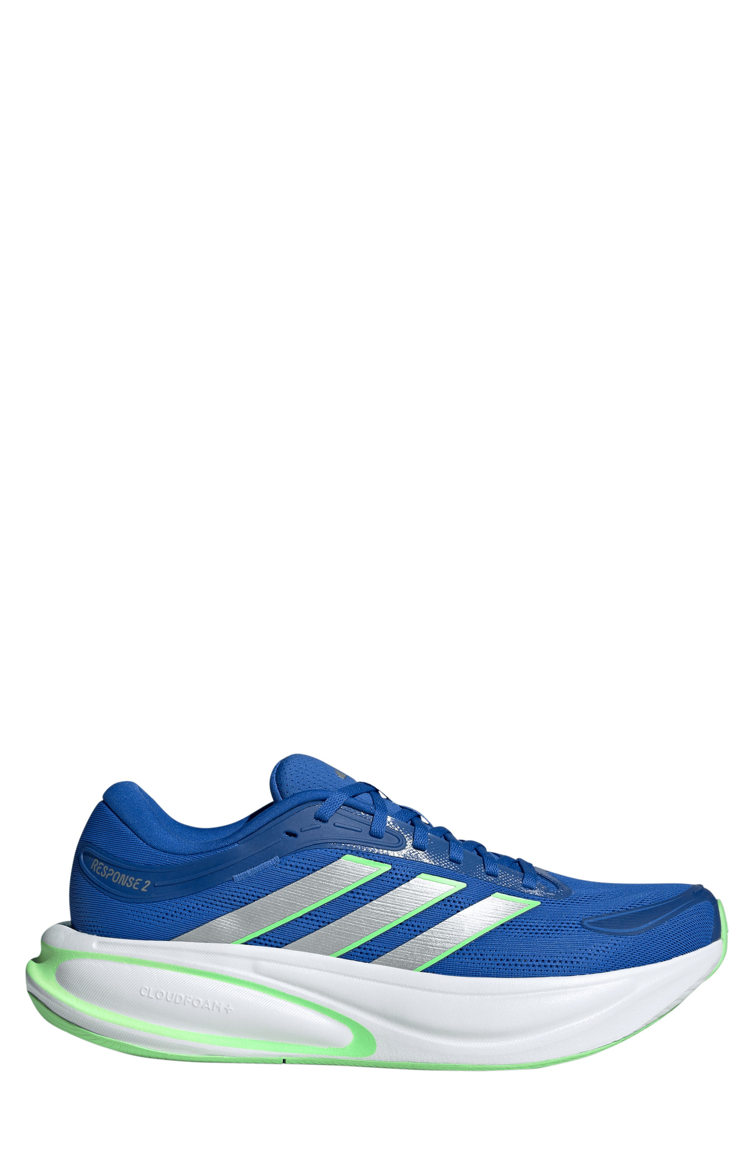 adidas Response 2 Running Shoe, Alternate, color, Blue/ Silver Met./ Lime Burst