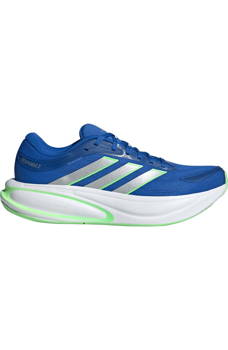 adidas Response 2 Running Shoe, Alternate, color, Blue/ Silver Met./ Lime Burst
